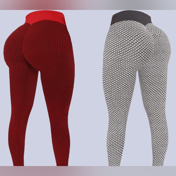 2 Pieces Set Women High Waist Cut Scrunch Bubble Butt Leggings Pants ladies - Picture 1 of 4